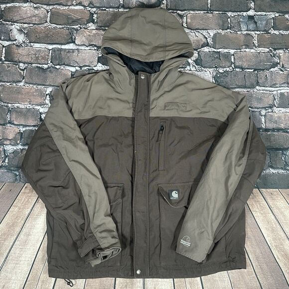 Carhartt Other - Carhartt Cascade Jacket Hooded Men's Large J212 Waterproof Breathable Rain Coat